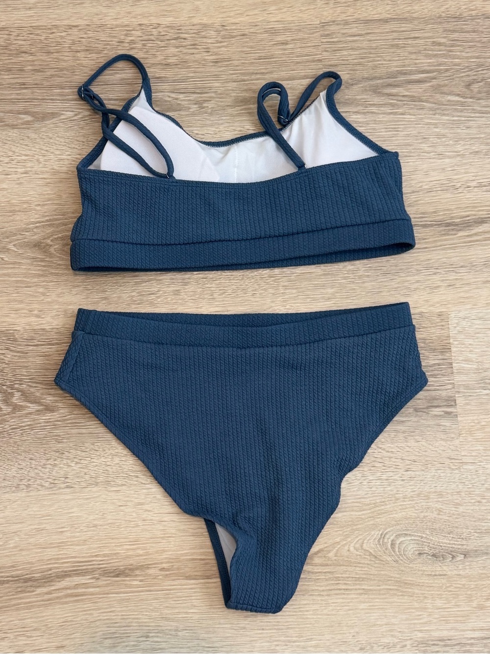 Blue Ribbed Bikini - Picture 2 of 3